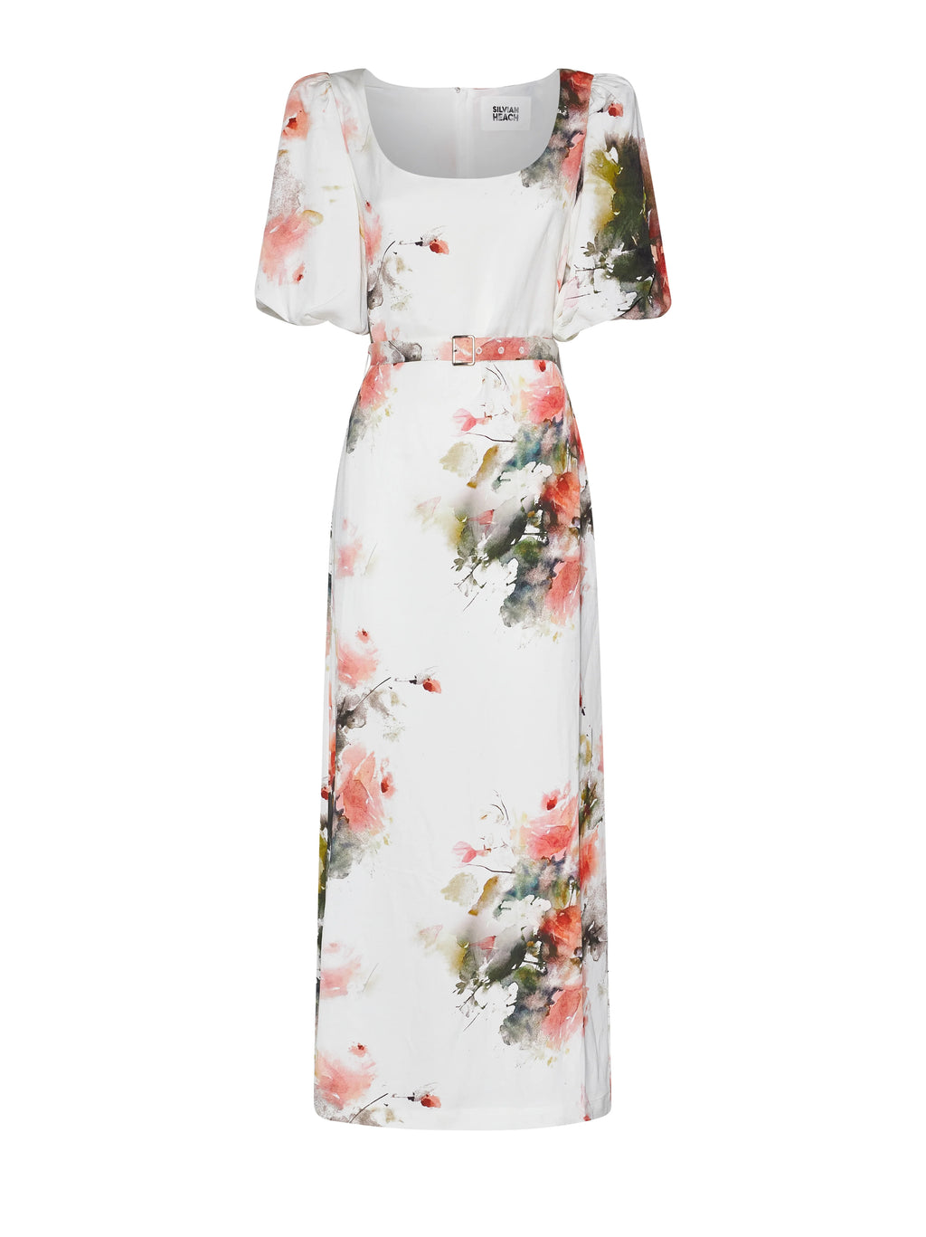 Long Dress with Artistic Pattern and Short Sleeves