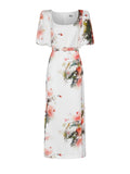 Long Dress with Artistic Pattern and Short Sleeves