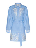Dress with Decorative Embroidery and Integrated Belt