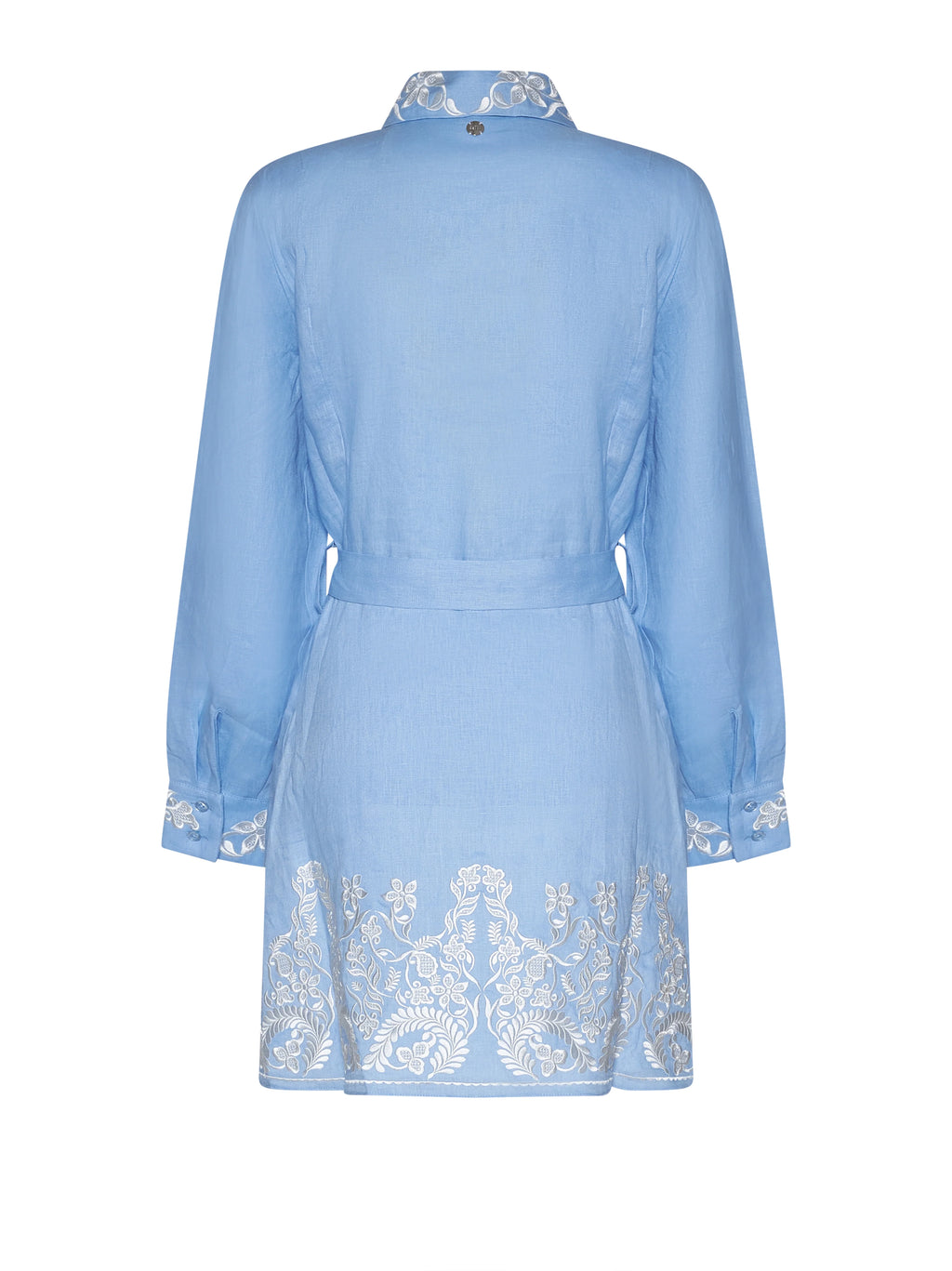 Dress with Decorative Embroidery and Integrated Belt