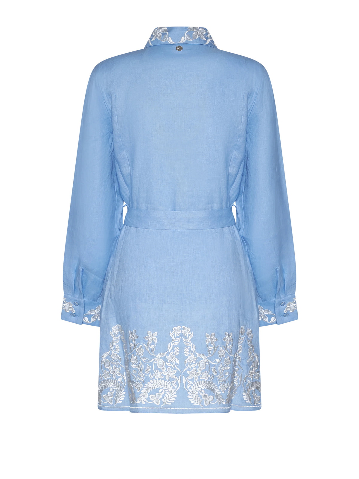 Dress with Decorative Embroidery and Integrated Belt