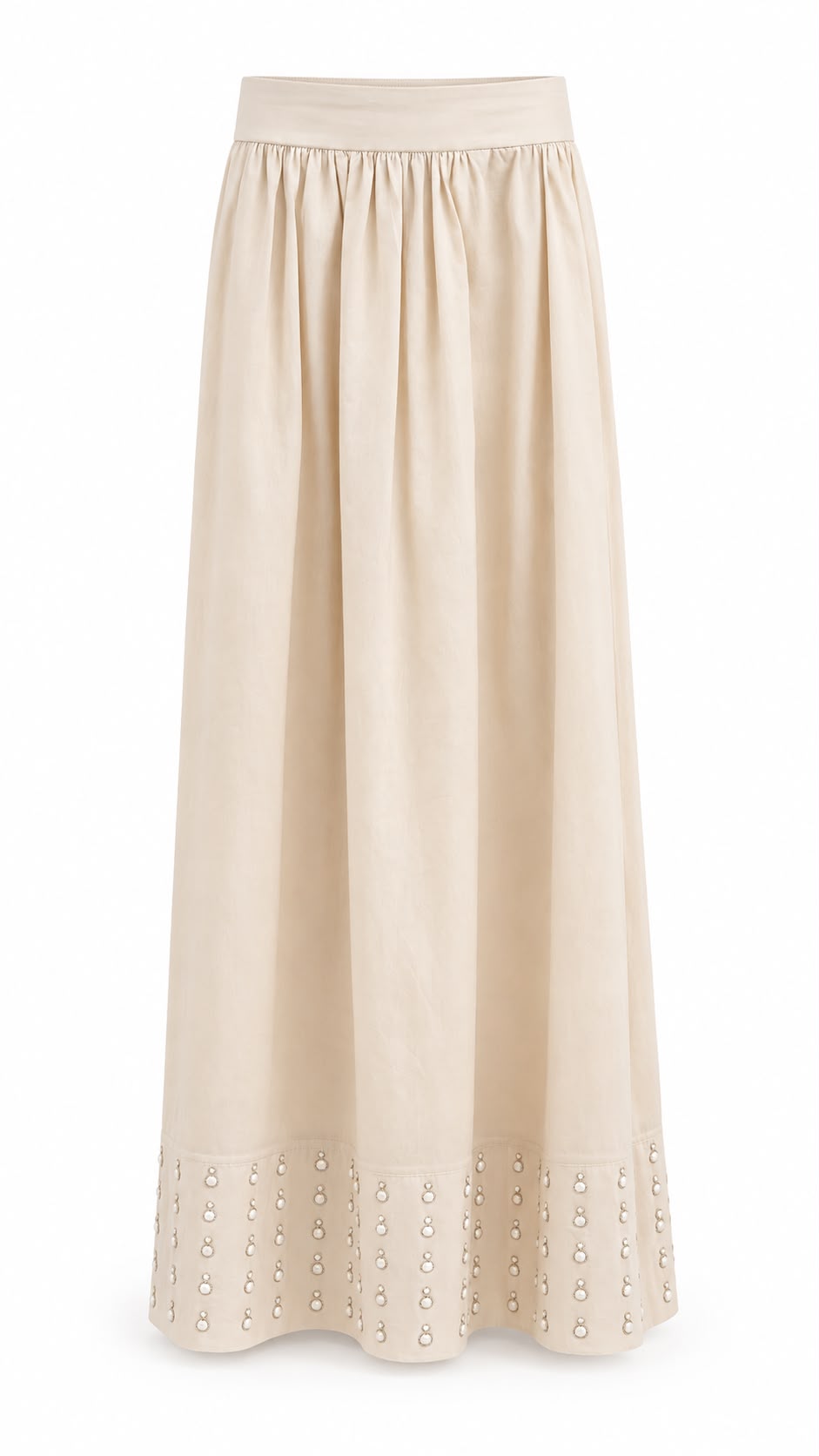Embellished Pleated Maxi Skirt