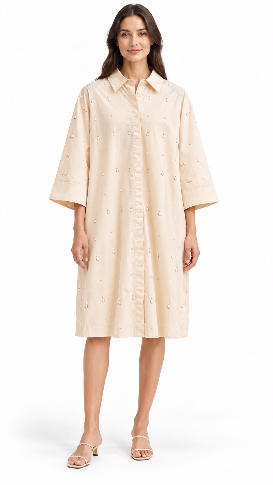 Embellished Oversized Shirt Dress