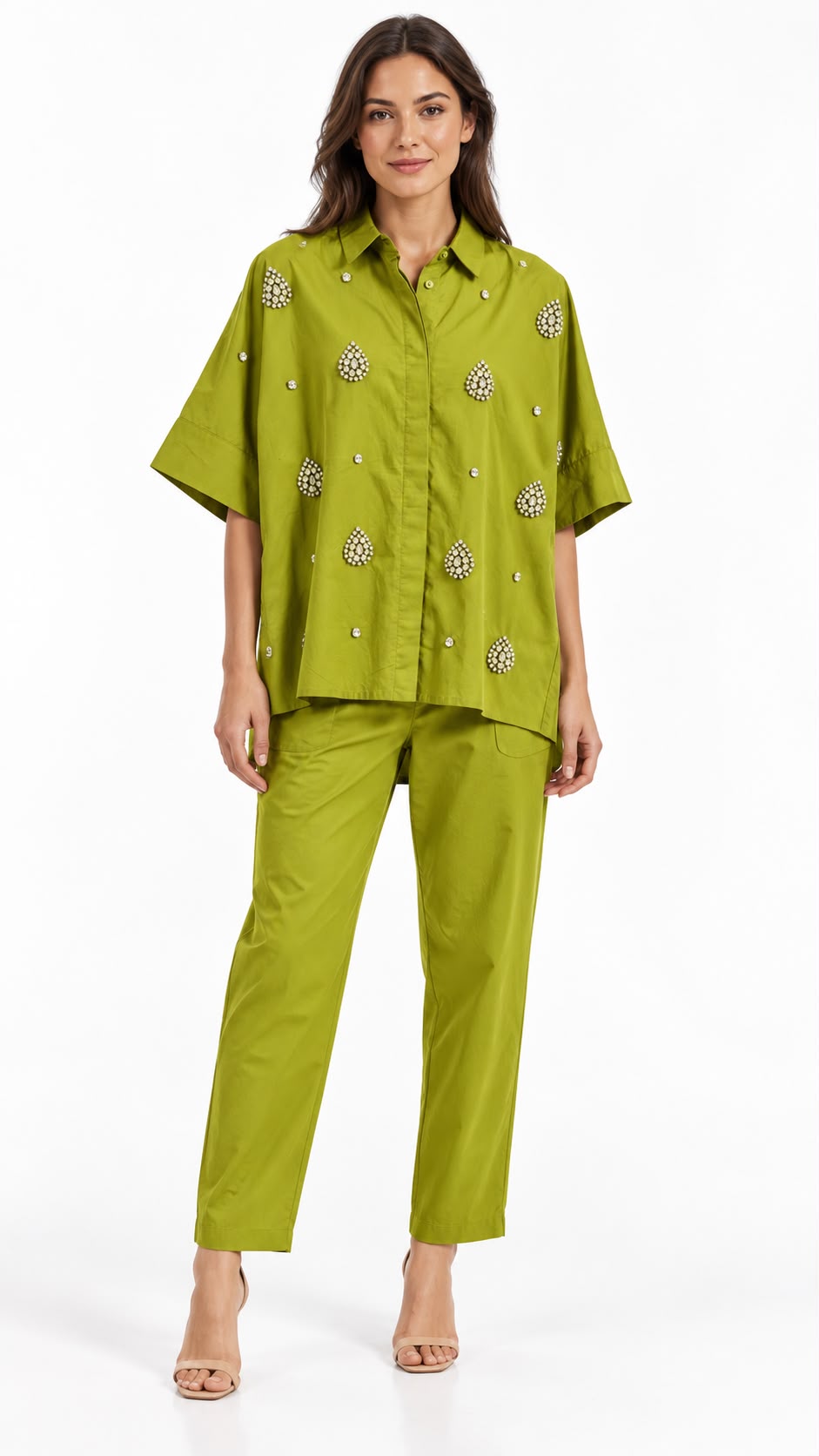 Olive Straight-Leg Trousers