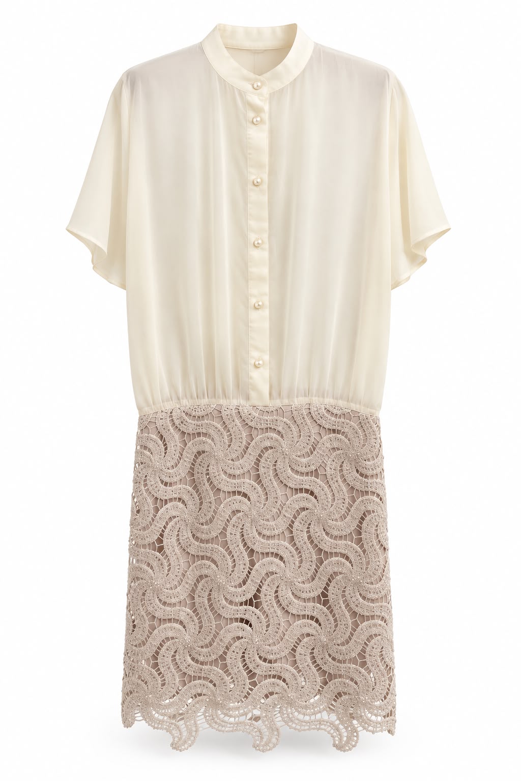 Ivory Button Lace Dress