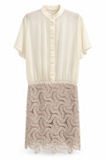 Ivory Button Lace Dress