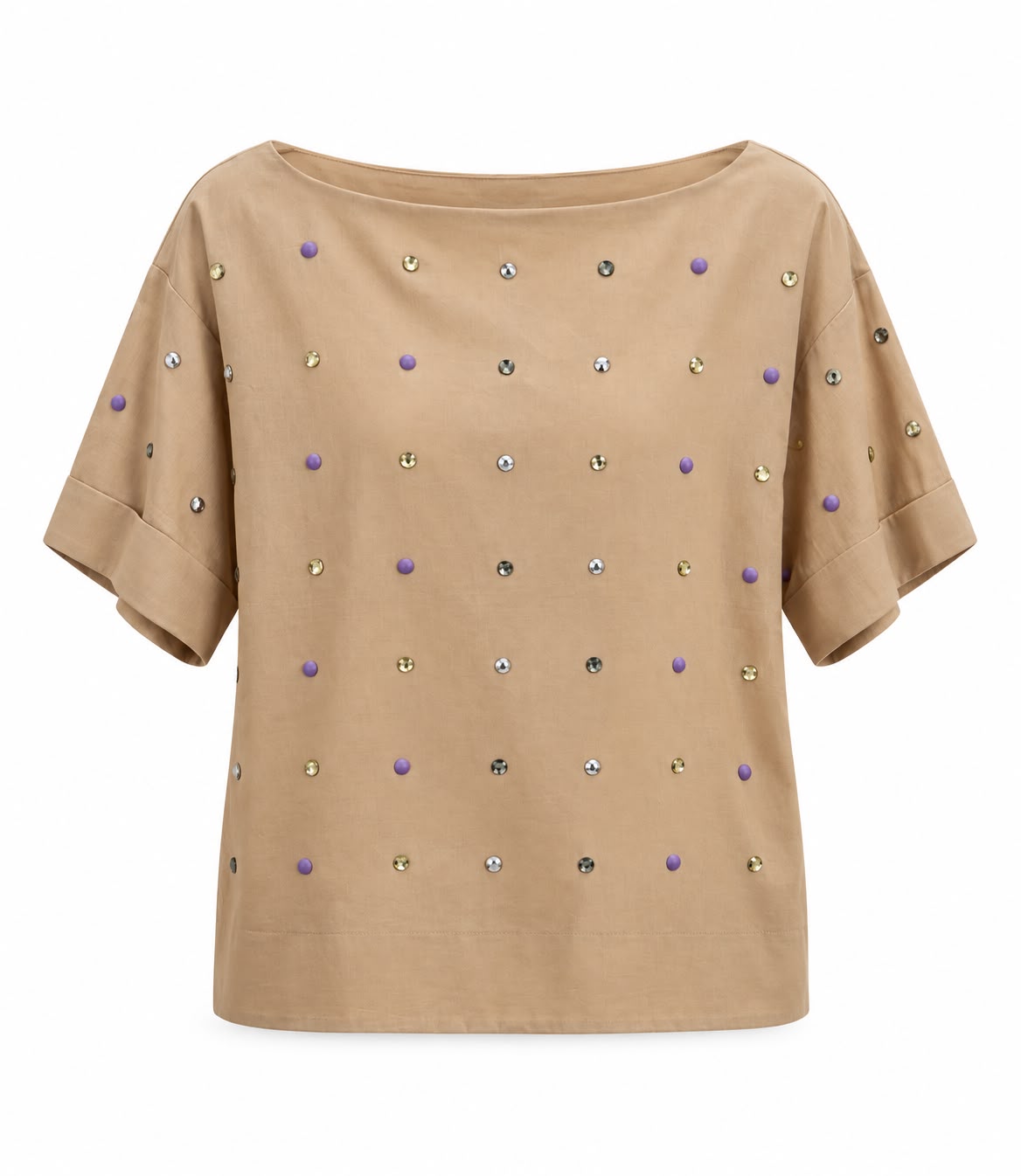 Studded Boat-Neck Top